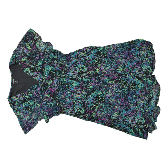 Lane Bryant Plus Size 28 Green Purple Abstract Chiffon Short Sleeve Dress Polyes - Picture 1 of 8